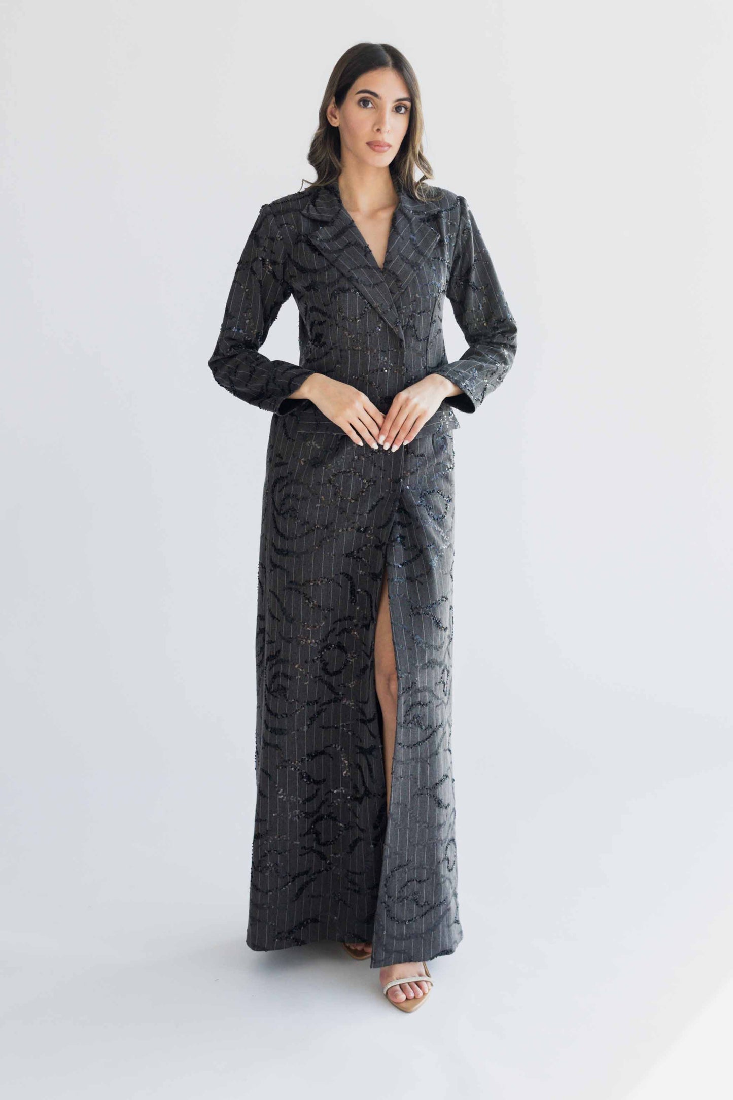 Sequined long blazer