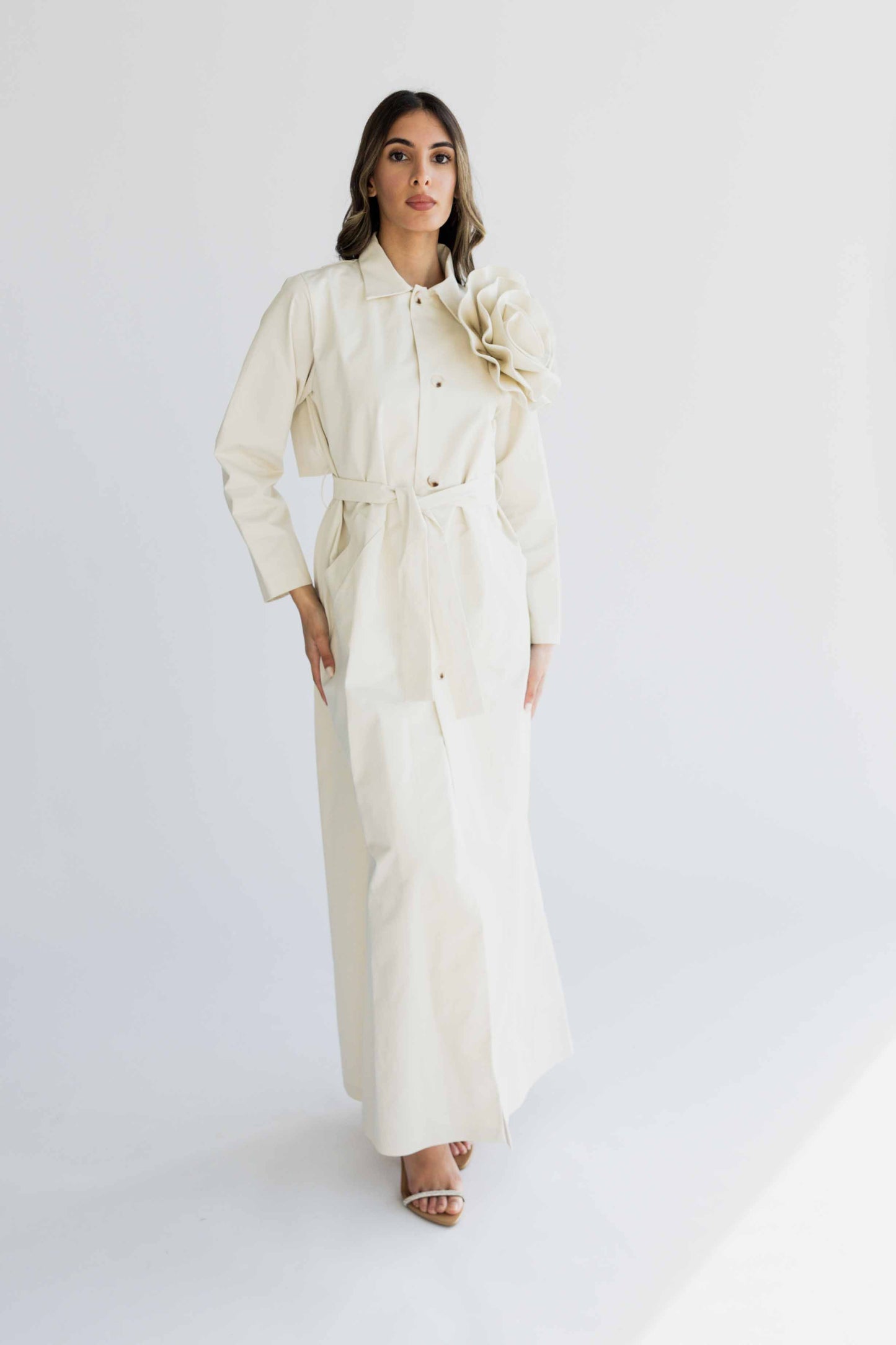 Floral trench coat