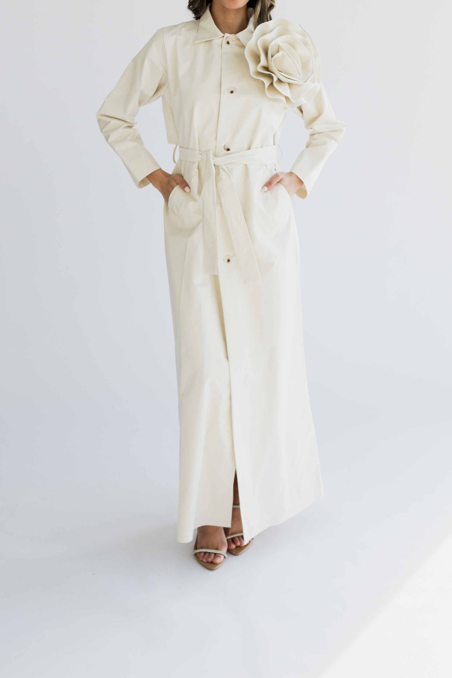 Floral trench coat