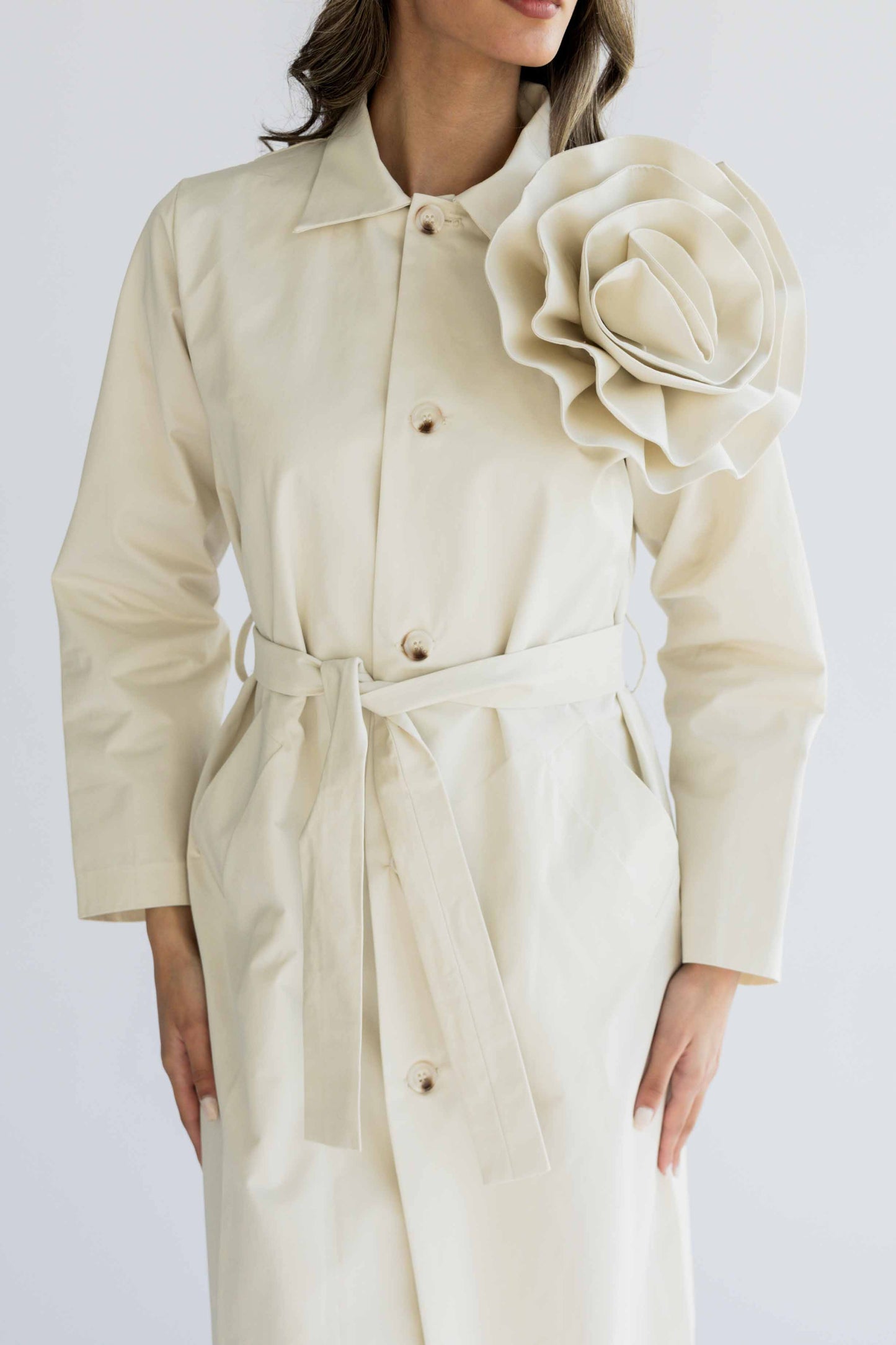 Floral trench coat