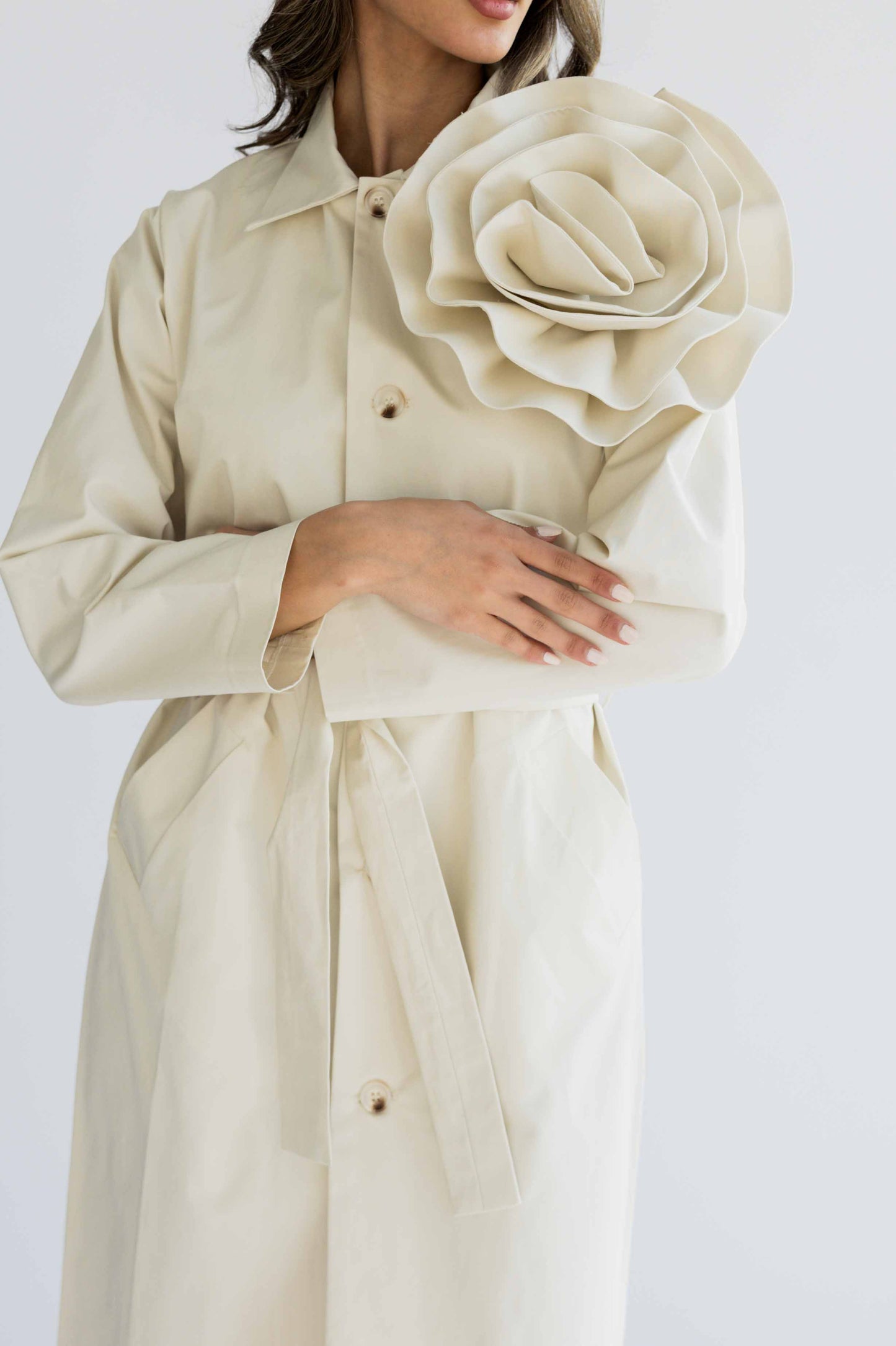 Floral trench coat