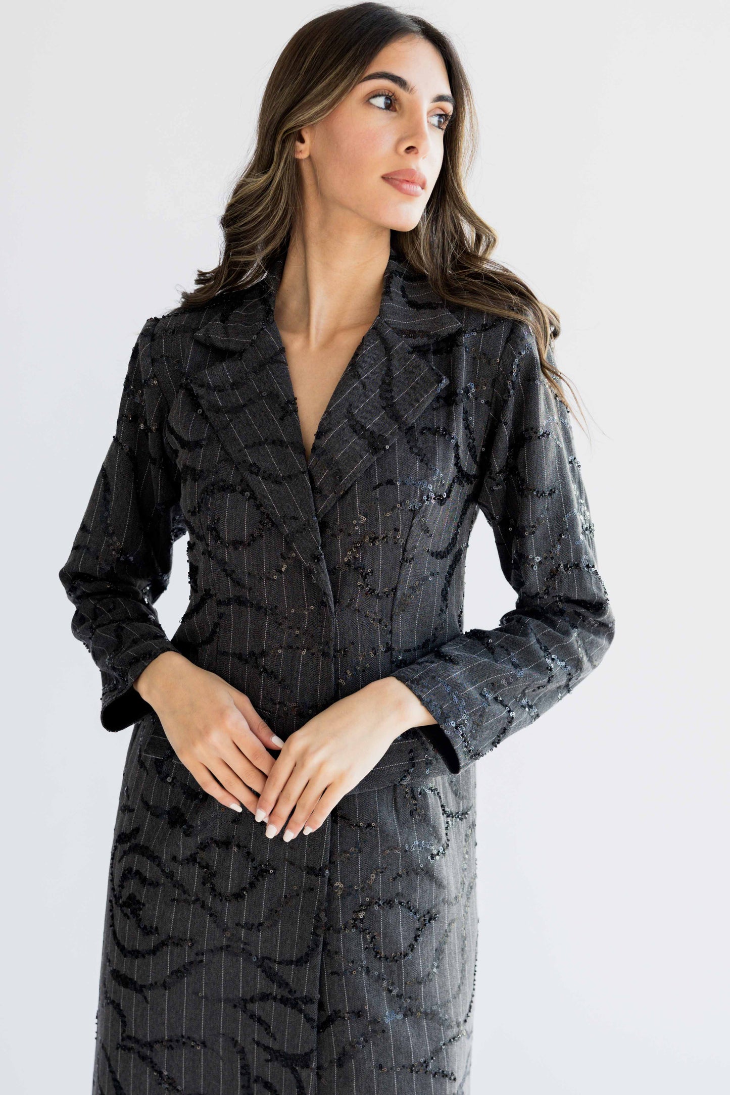 Sequined long blazer