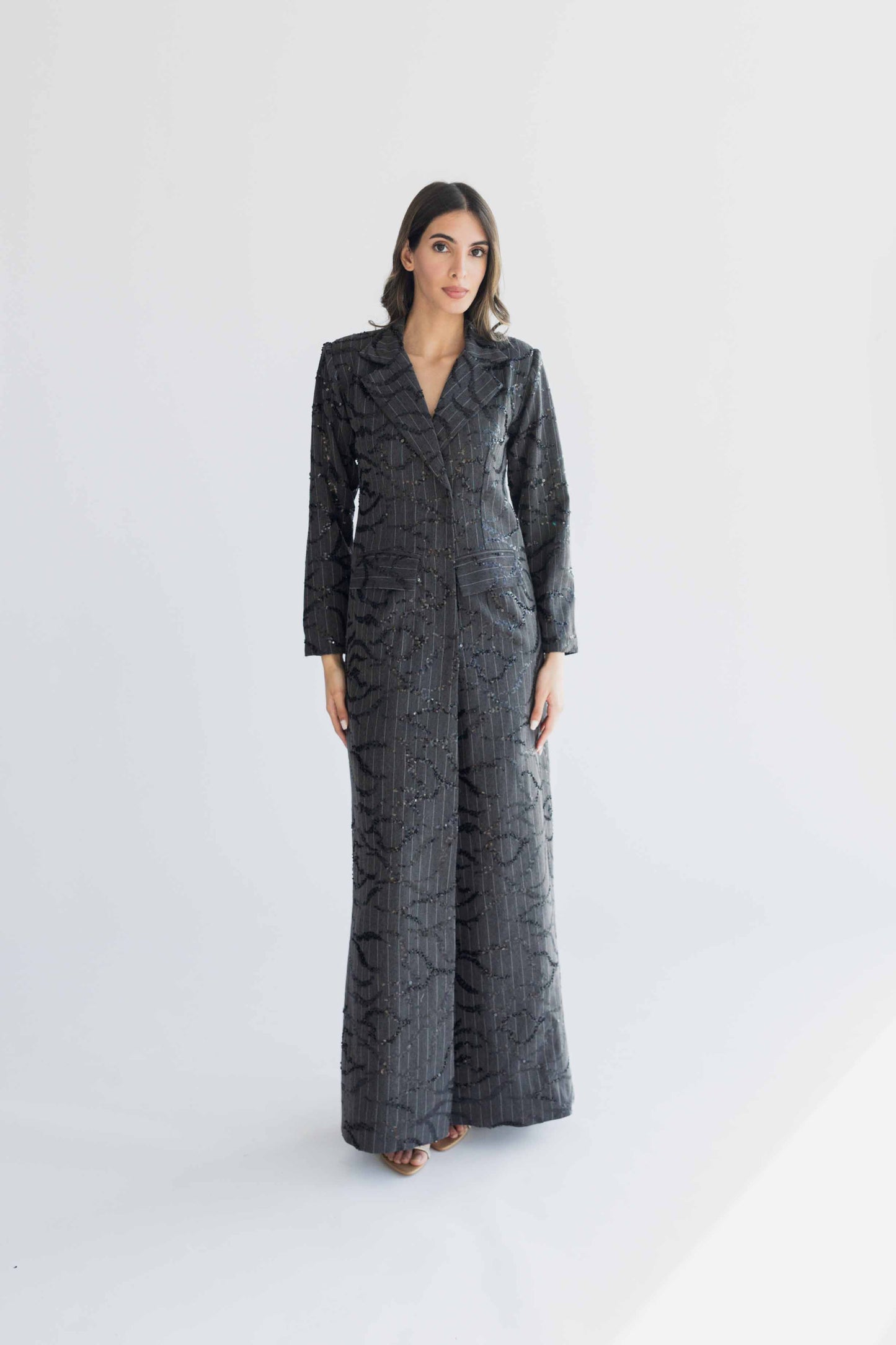 Sequined long blazer