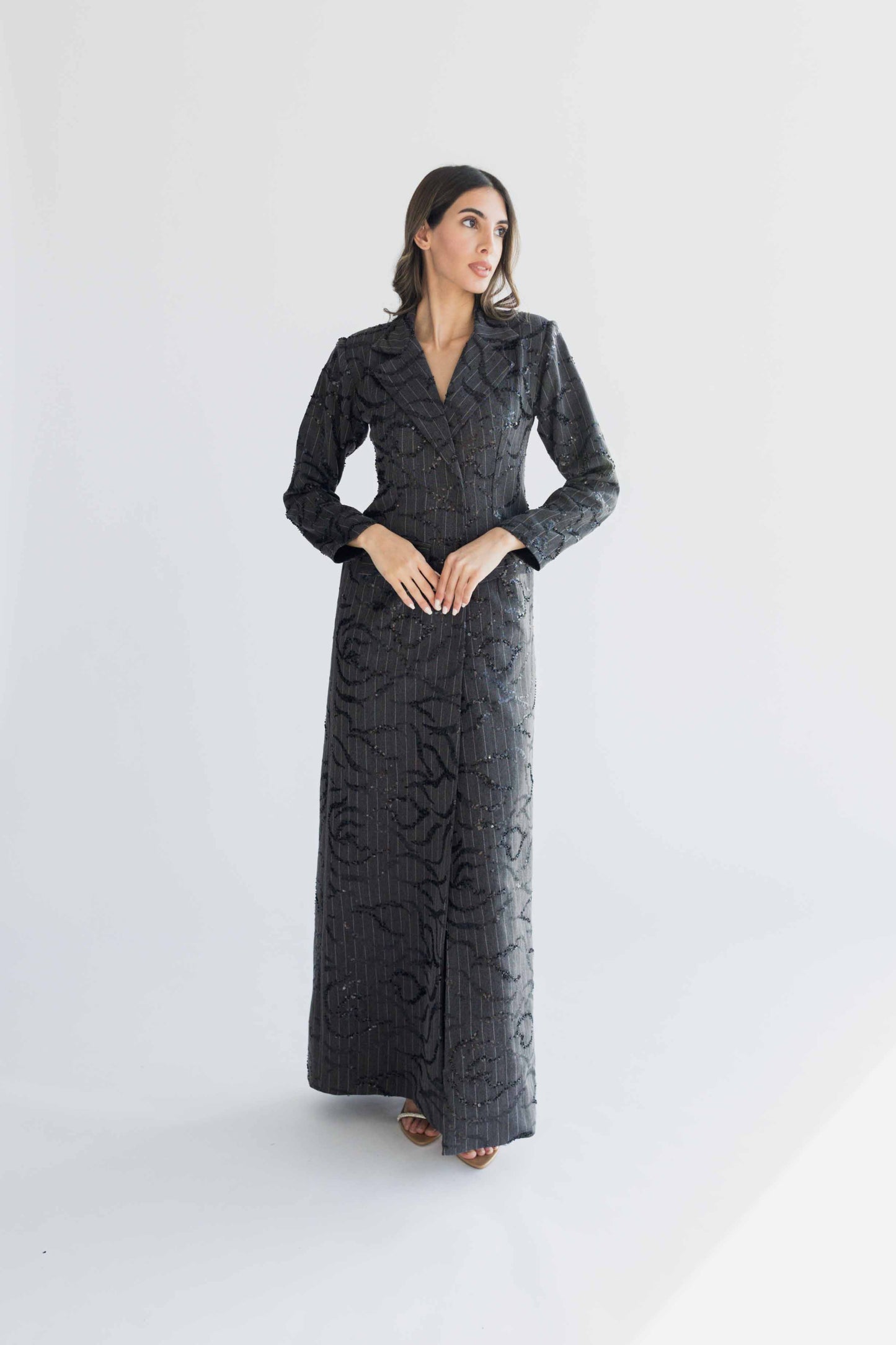 Sequined long blazer