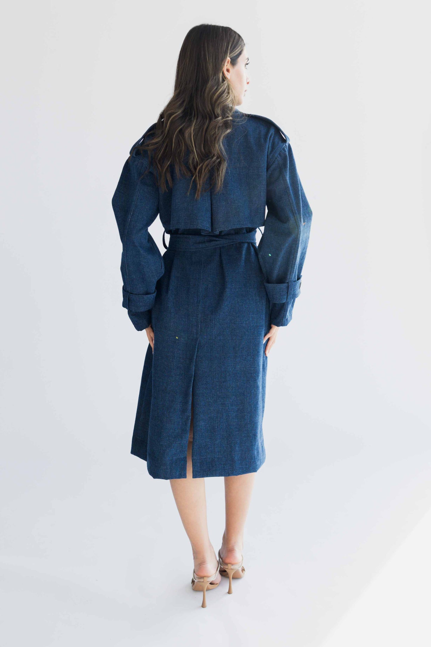 Denim trench coat
