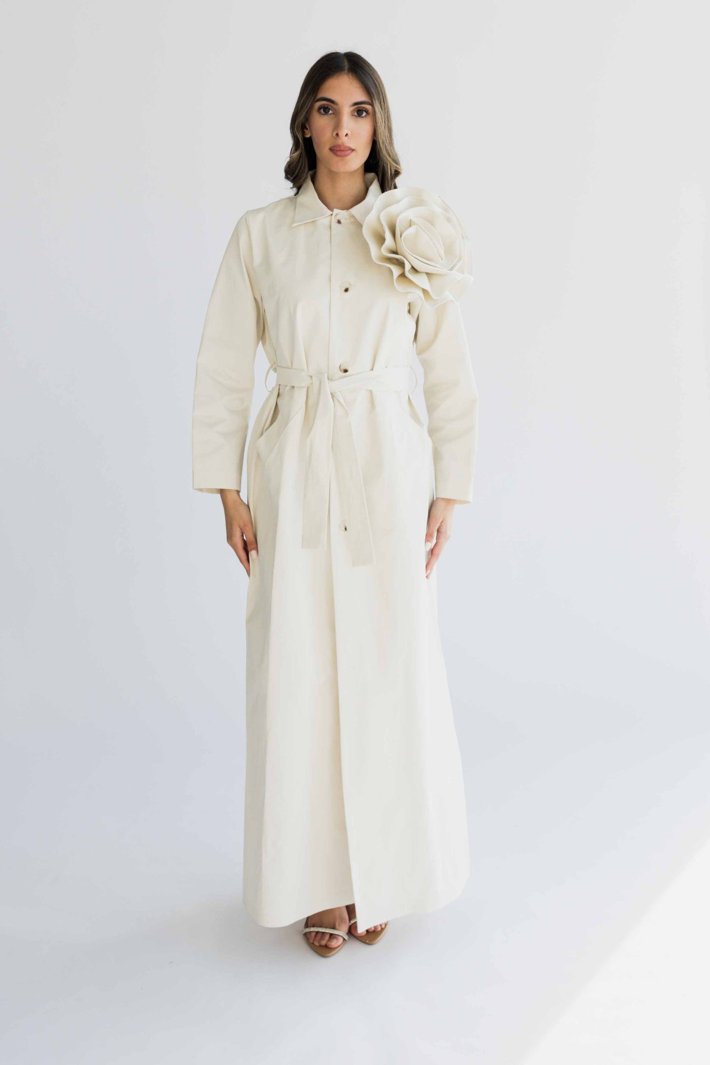 Floral trench coat