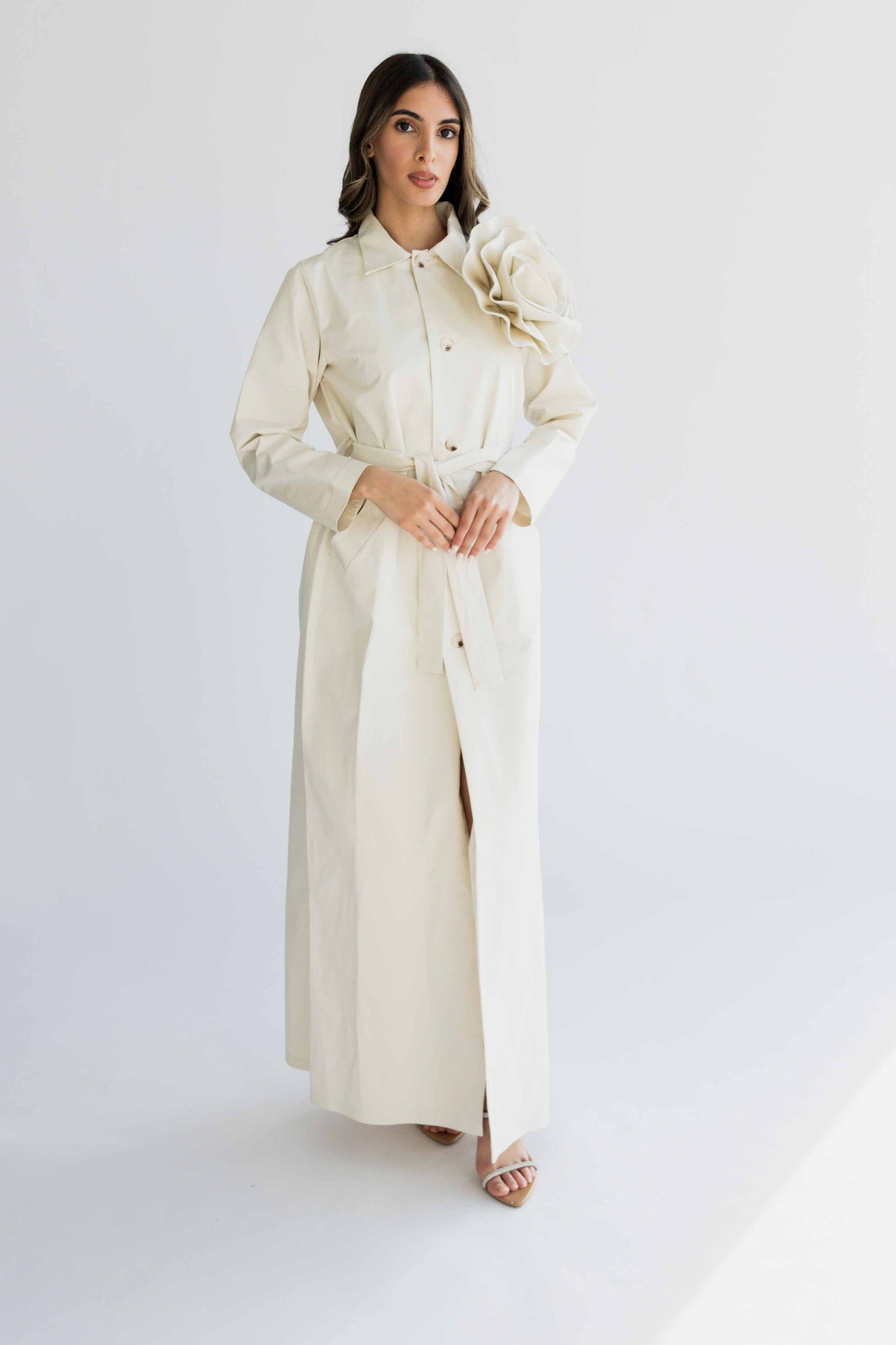 Floral trench coat